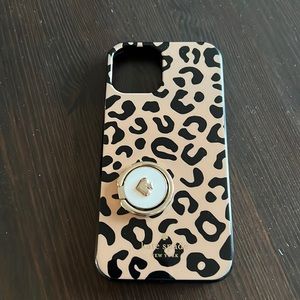 Kate Spade iPhone 12/12 pro case Leopard print w/stability ring